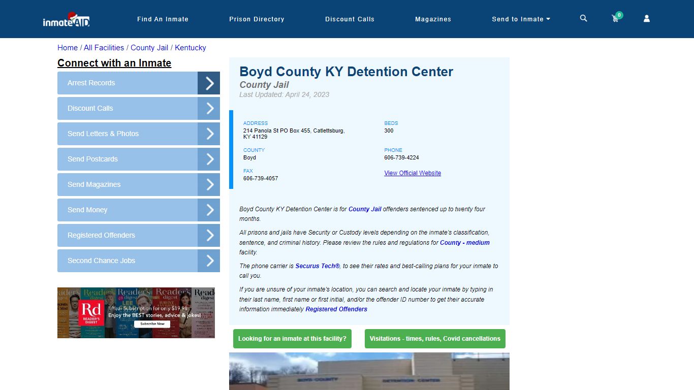 Boyd County KY Detention Center - Inmate Locator - Catlettsburg, KY